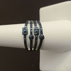 Blue diamond ring .50 carat size 8 sterling silver